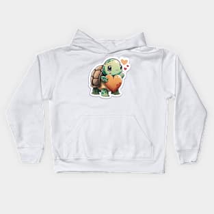 Cute Turtle valentines theme - hearts Kids Hoodie